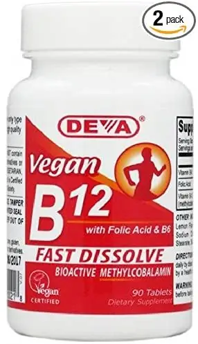 Deva Vegan, быстрорастворимые леденцы с витамином B-12