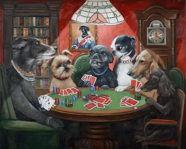Грязные автомобильные окна предоставляют холст для «Dogs Playing Poker»