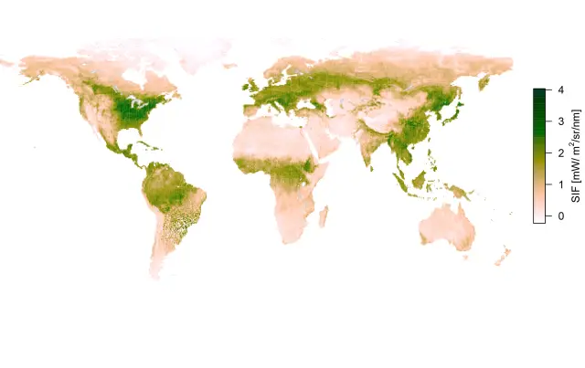 Спутники отображают фотосинтез с высоким разрешением: точное измерение индуцированной солнцем флуоресценции хлорофилла позволяет ученым количественно определять валовую первичную продукцию